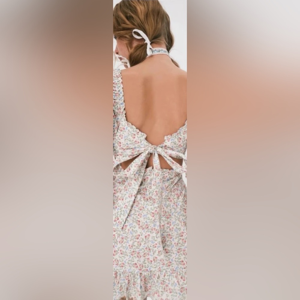 For Love And Lemons Lucca Floral Puff Sleeve Mini Dress. - Picture 2 of 6